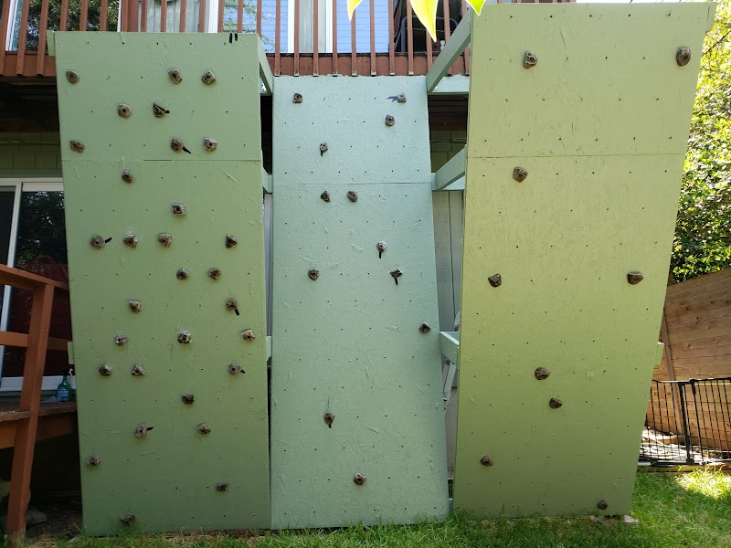 The finished wall with holds attached
