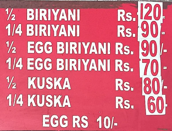 Bismillah Biryani Centre menu 