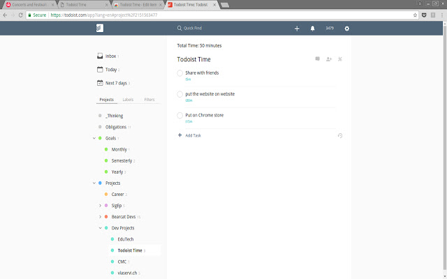 Todoist Time chrome extension