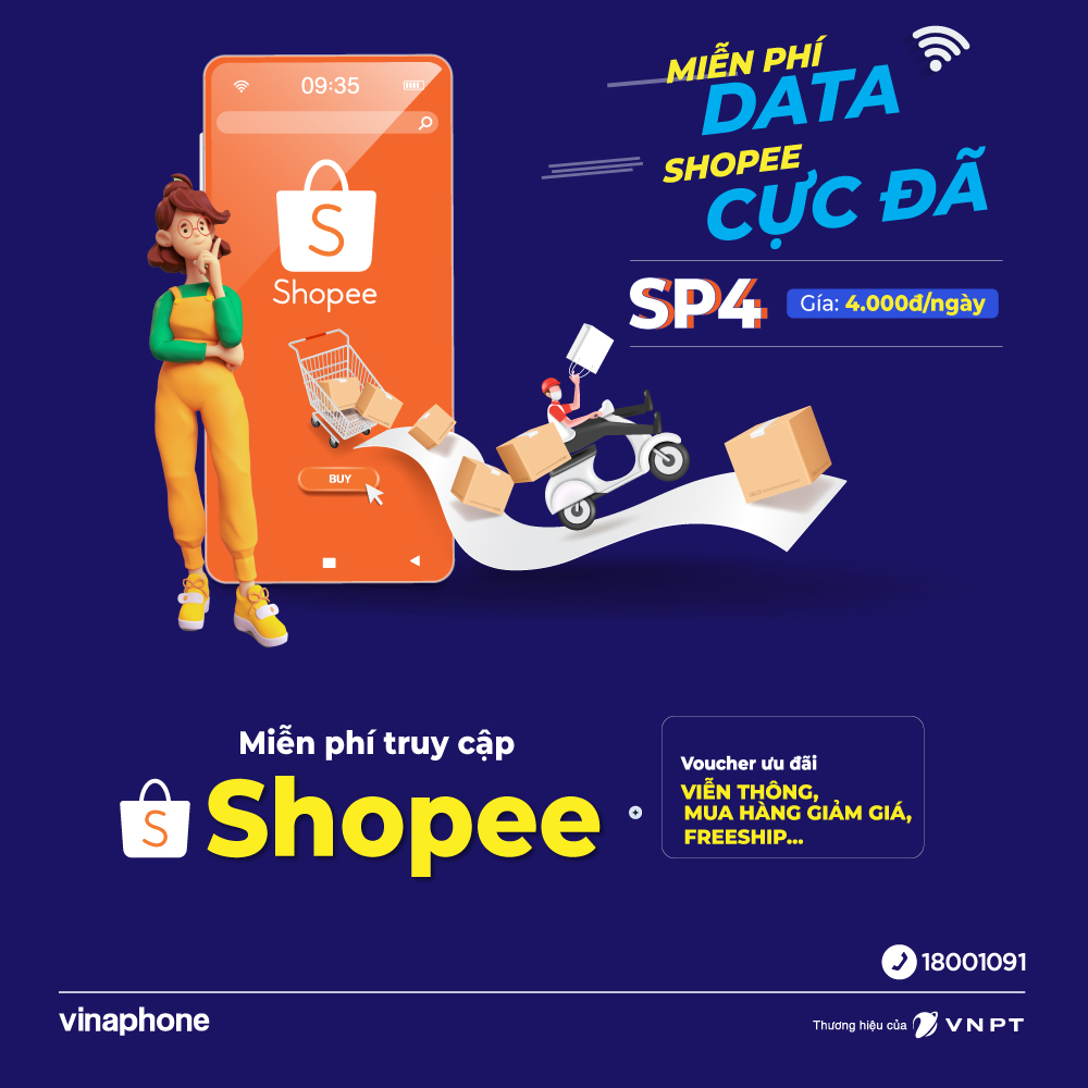 SP4 - Miễn phí data truy cập Shopee chỉ với 4.000/ngày