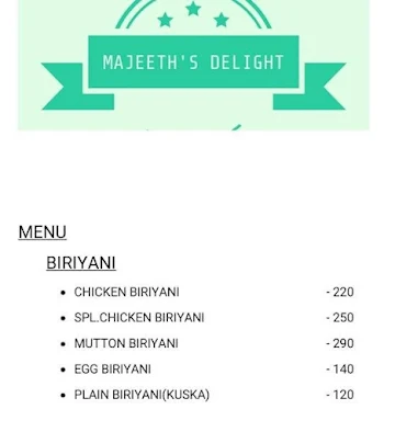 Majit Restaurant menu 