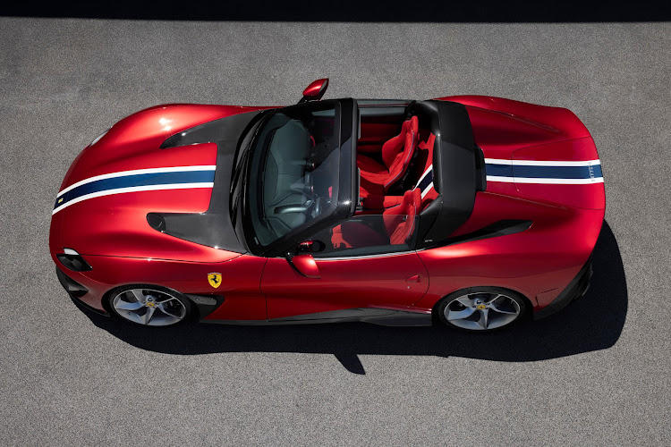 A collector owns this roofless, one-of-a-kind new Ferrari SP51 with special paint. Picture: SUPPLIED