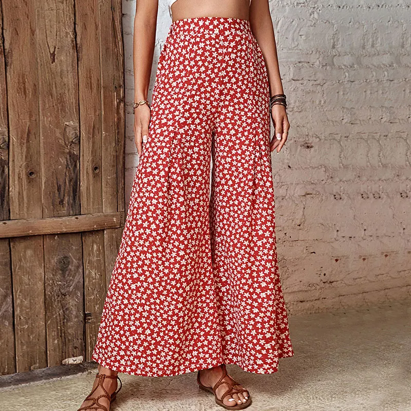 Title 3, Damenmode Blumige Hose mit hohem Bund und weite...