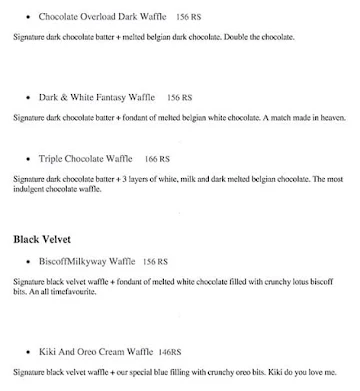 Belgian Waffle menu 