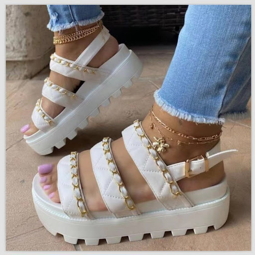 Title 6, Womens Buckled Platform Chain Slip-toe Sandals...