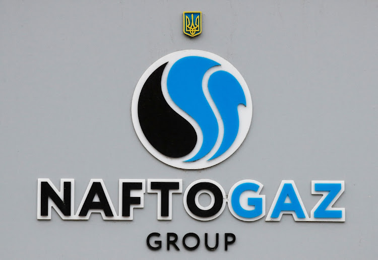 The logo of Ukraine's state energy company Naftogaz is seen outside the company's headquarters in central Kyiv, Ukraine October 18, 2021. File Picture: REUTERS/Gleb Garanich