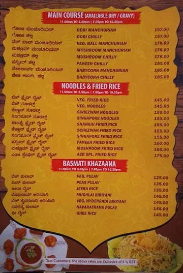 A2B Pure Veg, Gandhibazaar menu 