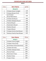 Chowdary Gari Kitchen menu 1