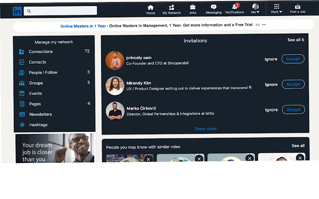 Browse LinkedIn in Dark Theme