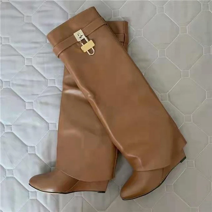 Wedge Broek Boots Metal Lock voor dames – Mode voor vrouwen met mouwen, perfect voor een trendy en comfortabele look. Stijlvol en uniek.