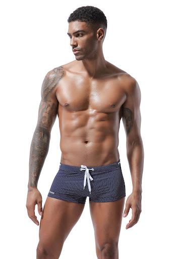 Title 4, Mens Lace Nylon Low Waist Boxer Swim Trunks. C...