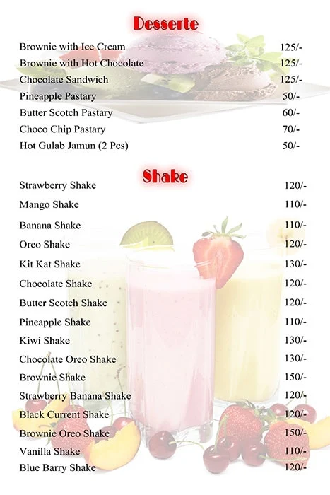 Rio Bakers menu 