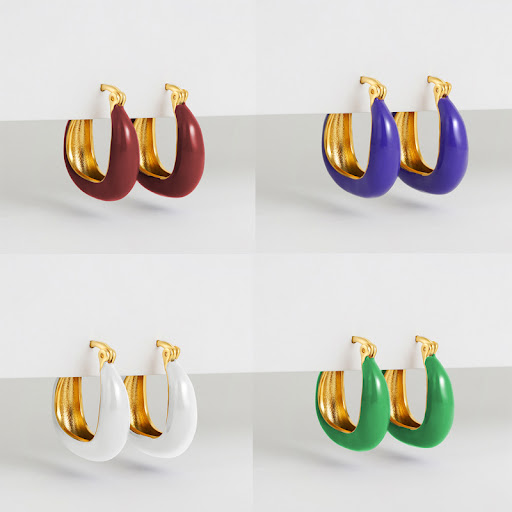 Title 12, 18K Gold Colorful Oil Necklace & Enamel French ...