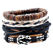 Title 4, Mens Braided Leather Punk Bracelet, European a...