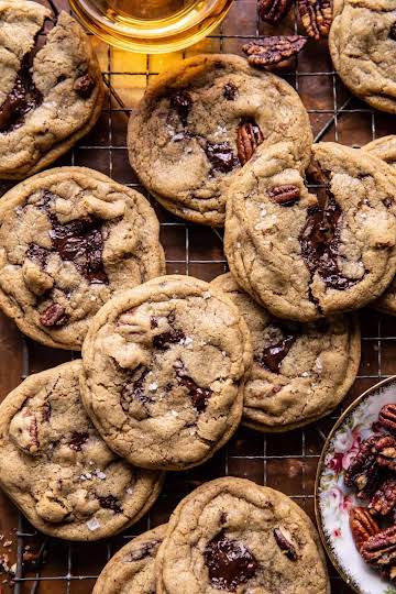 Brown Butter Bourbon Pecan Chocolate Chunk Cookies.