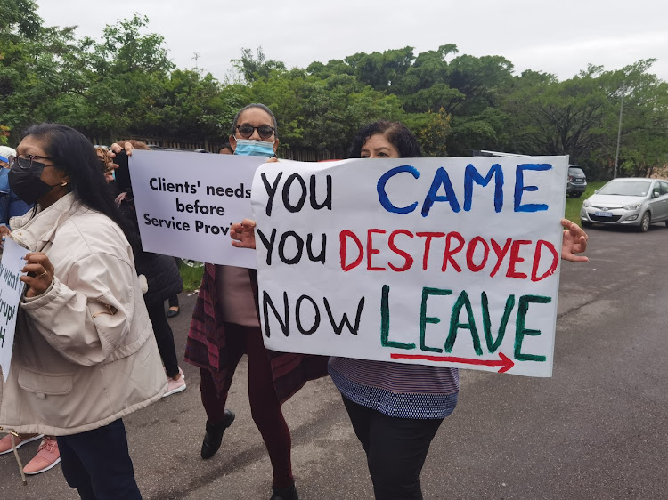 Staff protest about maladministration outside Durban and Coastal Mental Health headquarters.