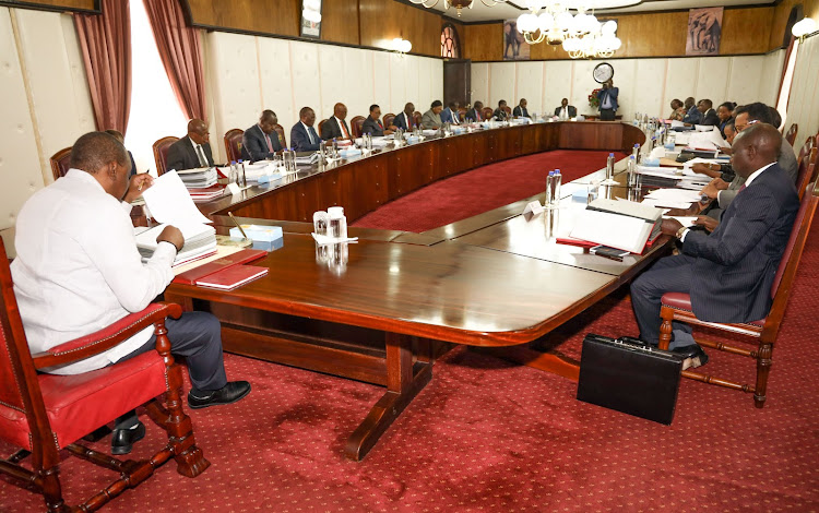 President Uhuru Kenyatta chairs the Cabinet meeting at State House, Nairobi on March 19, 2020.