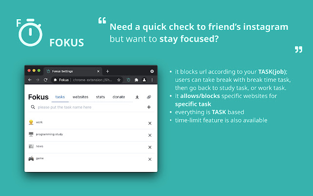 Fokus chrome extension