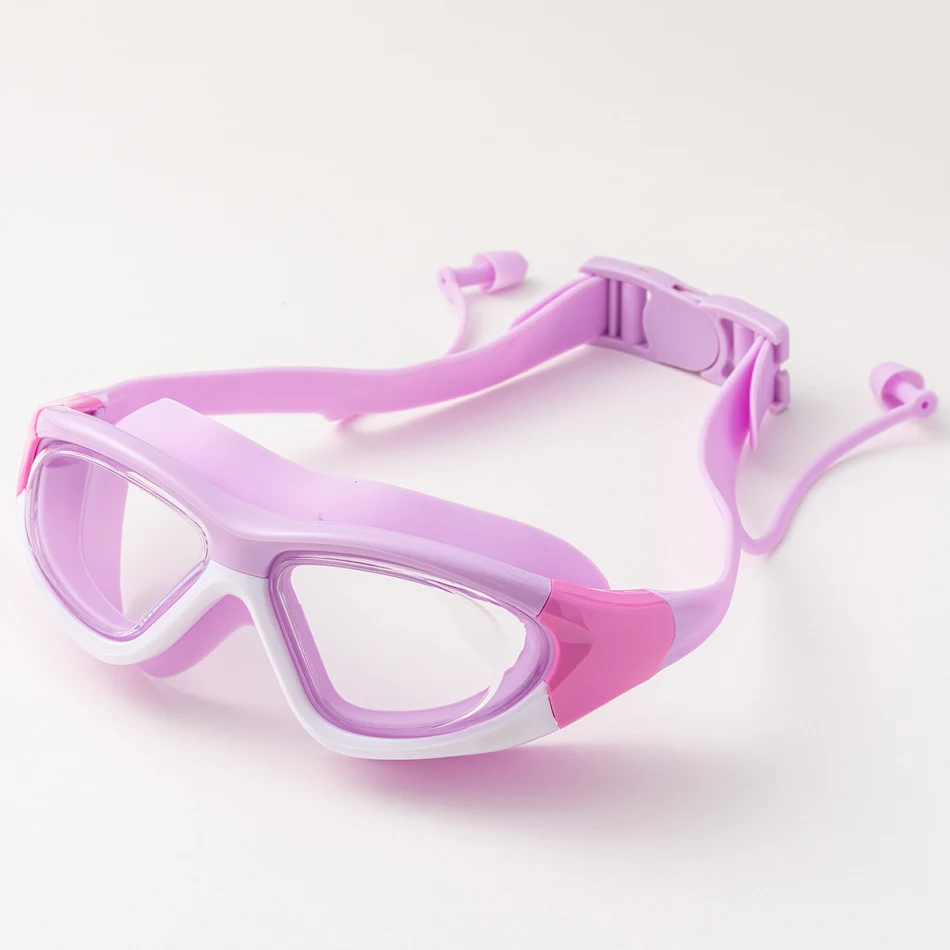 Lunettes de natation HD pour enfants, antibuée, confortables, avec bouchons d'oreilles en silicone, nagez sereinement et protégez vos oreilles