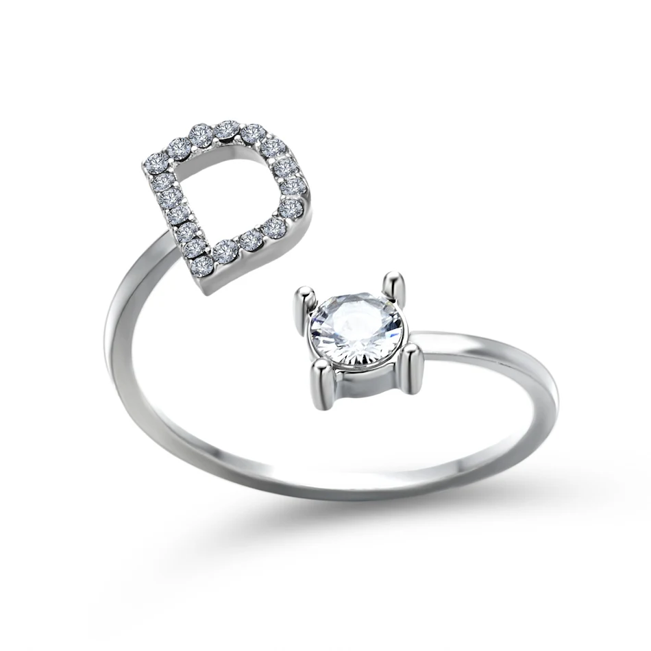 Anillo ajustable con 26 letras iniciales de diseño nuevo para mujer Joyería de moda simple y elegante, el regalo perfecto.