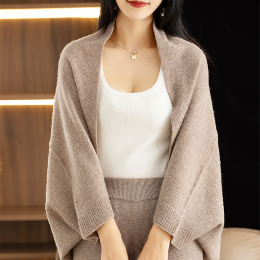 Title 5, Womens Loose And Simple Shirt Knitted Shawl, o...
