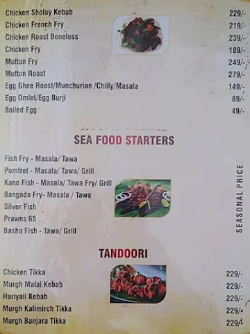 Amaravathi Andhra Style Family Restaurant menu 
