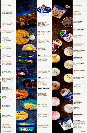 Cream Bell menu 