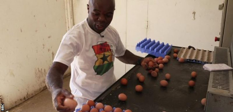 In the family-run enterprise, Amapofo, his wife and his son collect and sell thousands of eggs every day