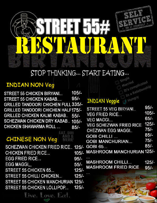 STREET 55 RESTAURANT menu 
