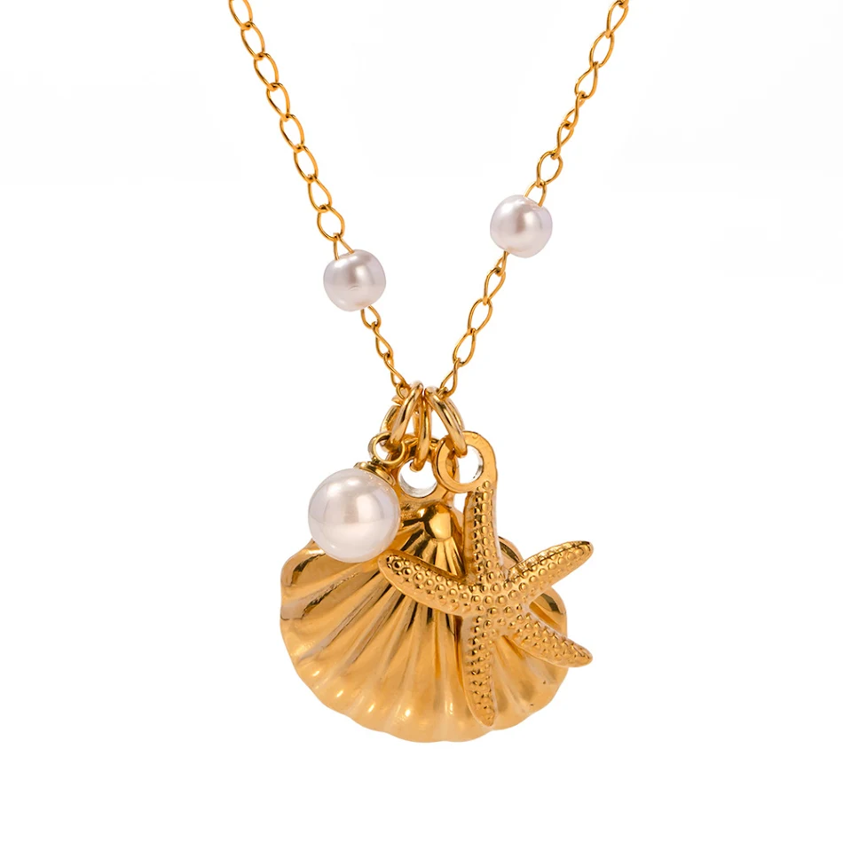 Modieuze alles-in-één zeester schelp ketting, perfect voor elke outfit. Dit veelzijdige accessoire voegt stijl en flair toe aan je look.