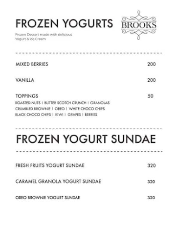 Brooks Desserts & Coffee menu 