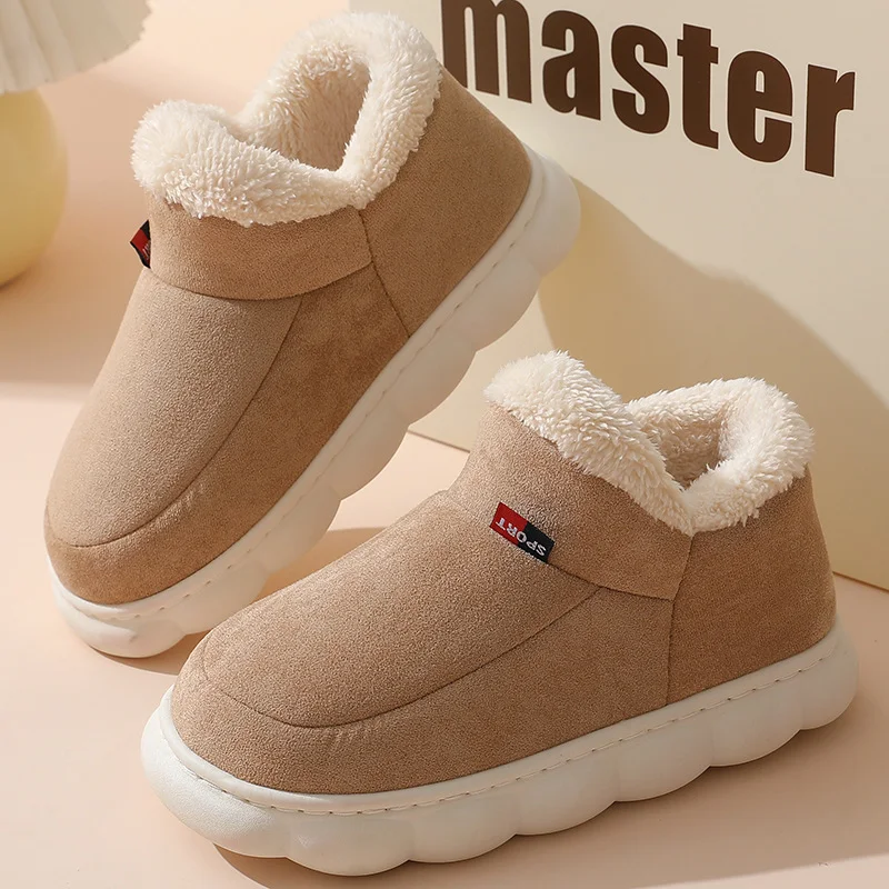 Winter huisslippers effen kleur plateau casual instappers pluche gevoerd tuin schoenen outdoor comfortabel binnen.