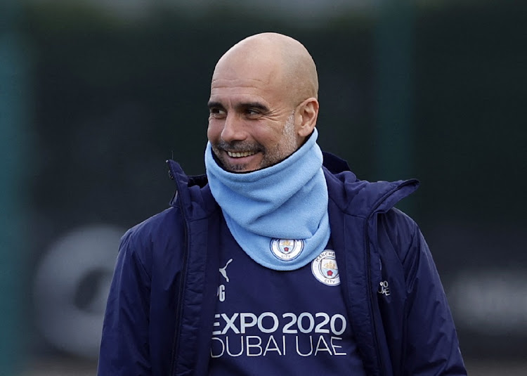 Manchester City manager Pep Guardiola during training.