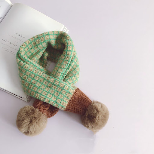 Title 5, Small Square Plaid Color Matching Big Hair Ball...
