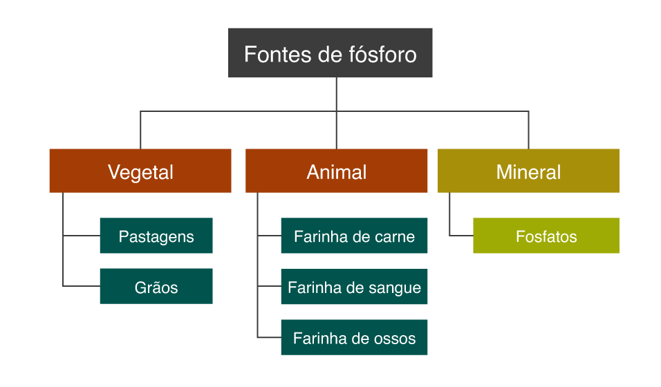 Tabela com fontes de fósforo