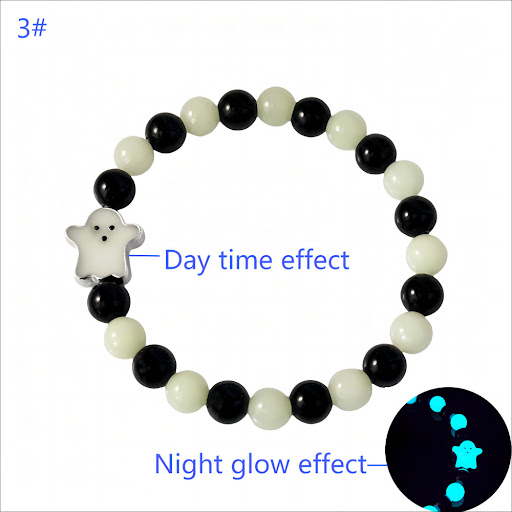 Title 9, Day Of The Dead Luminous Bracelet Glass Beaded ...