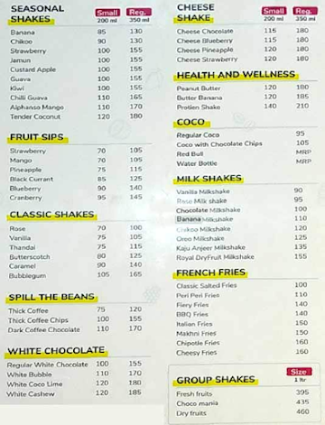 The Shake Maker menu 