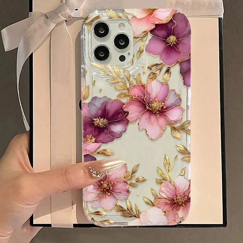 Title 5, Purple Flowers Air Spring Phone Case for iPhone...