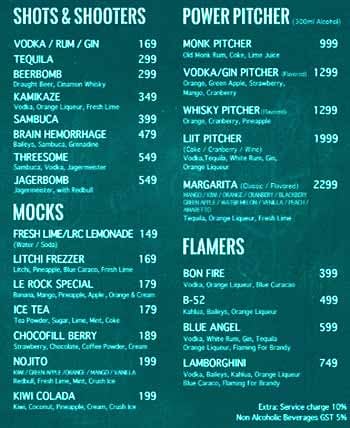 Menu Of Le Rock Brigade Road Bangalore Magicpin