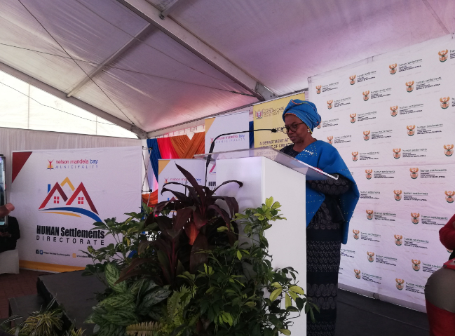 Human settlements minister Nomaindia Mfeketo launches the new app in Uitenhage