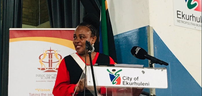 Public protector Busisiwe Mkhwebane addressed the community of Tembisa on Wednesday, during her office's annual roadshow.