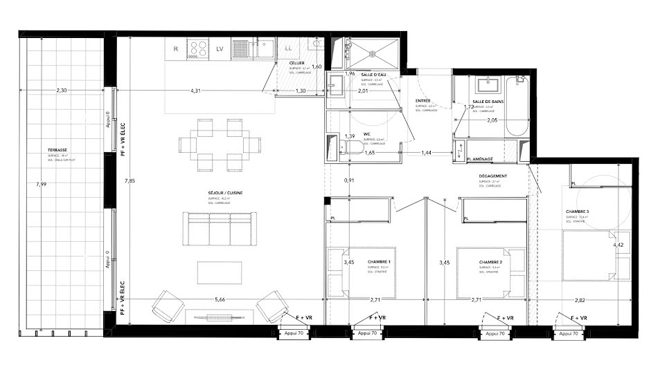 Vente appartement 4 pièces 94 m² à Pessac (33600), 400 000 €