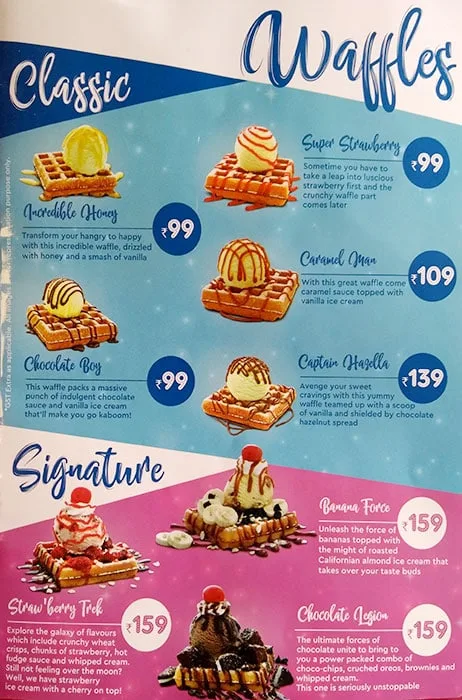 Baskin Robbins menu 