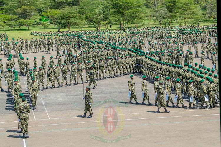NYS recruits display their marching skills during the rehearsal parade at their Gilgil Academy, Nakuru on December 5, 2023.
