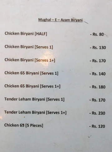 Mughal-E-Azam Biryani menu 