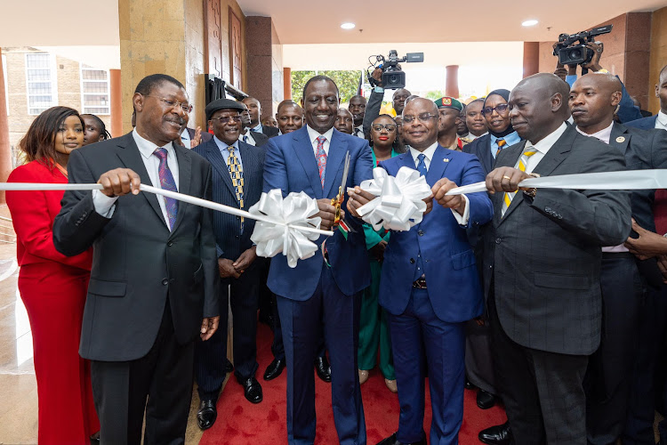 President William Ruto presides over the opening of new Ultra-modern Bunge Tower on April 25, 2024.