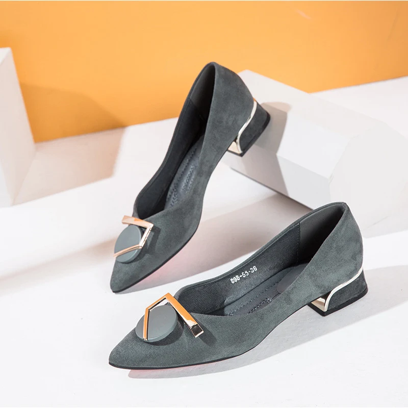 Zapatos Casuales de Mujer con Tacón Medio y Punta Afilada