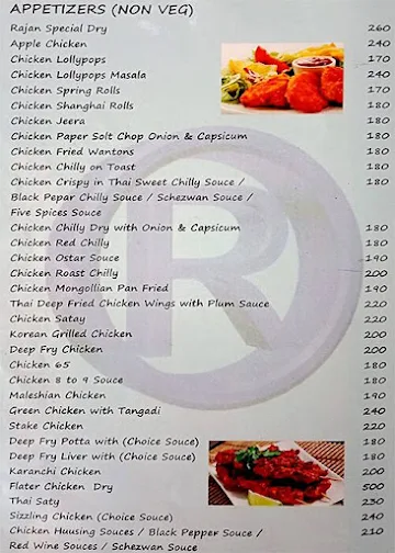 Rajan Sizzlers & Chinese Restaurant menu 