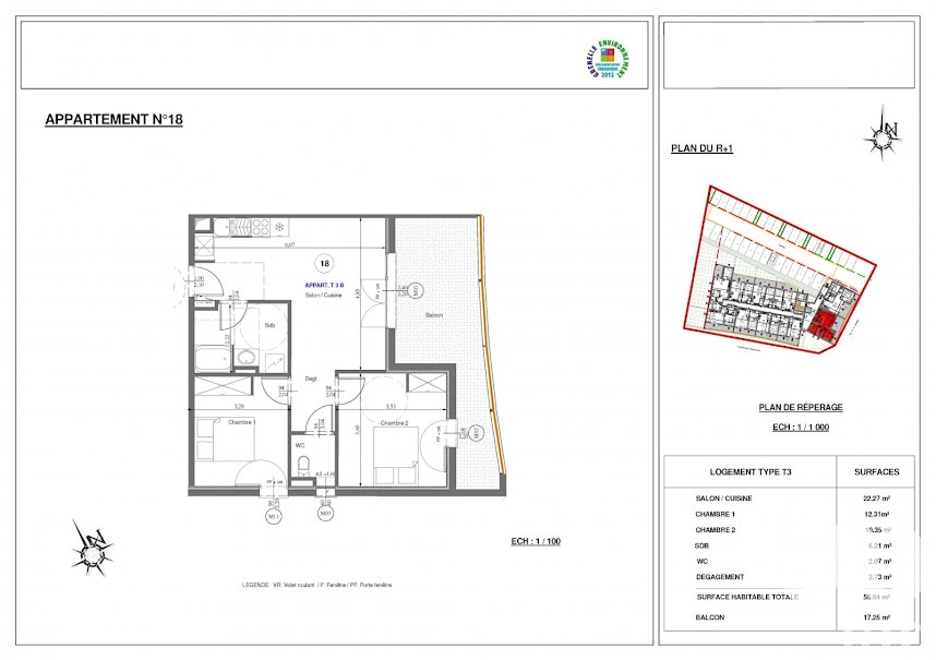 Vente appartement 3 pièces 55 m² à Beziers (34500), 176 490 €