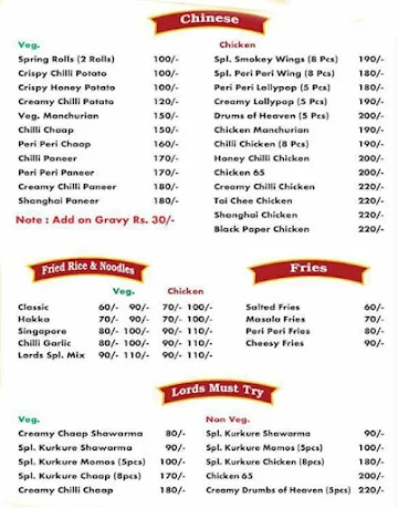 Lords Of Shawarma menu 